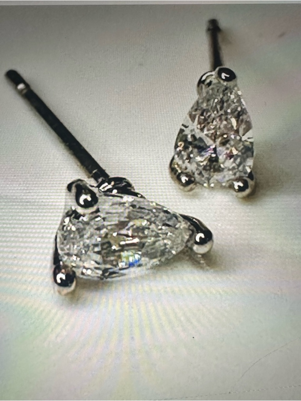 Sparkling Pear Cut Stud Earrings – Cubic Zirconia | Dainty Minimal - Picture 4 of 7